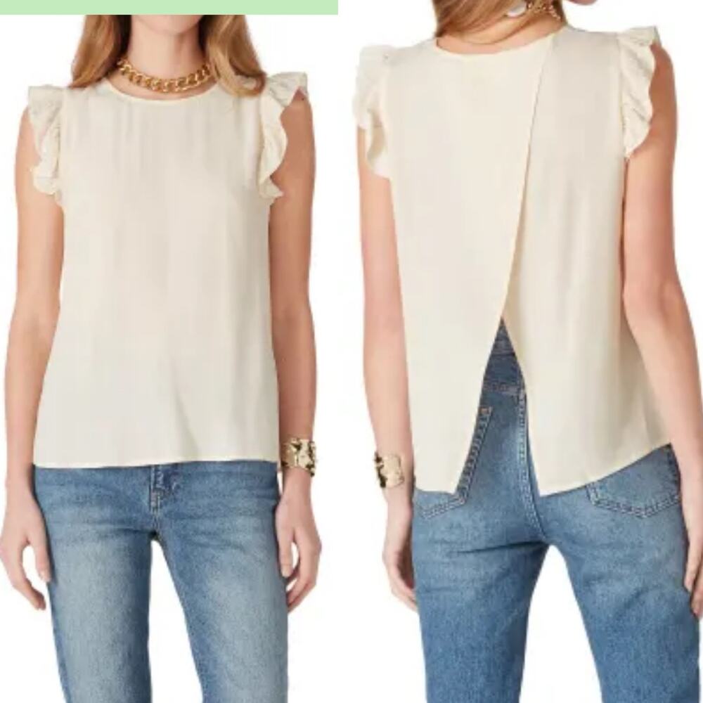 BA&SH Fani Top Cream Open Back Ruffle Small